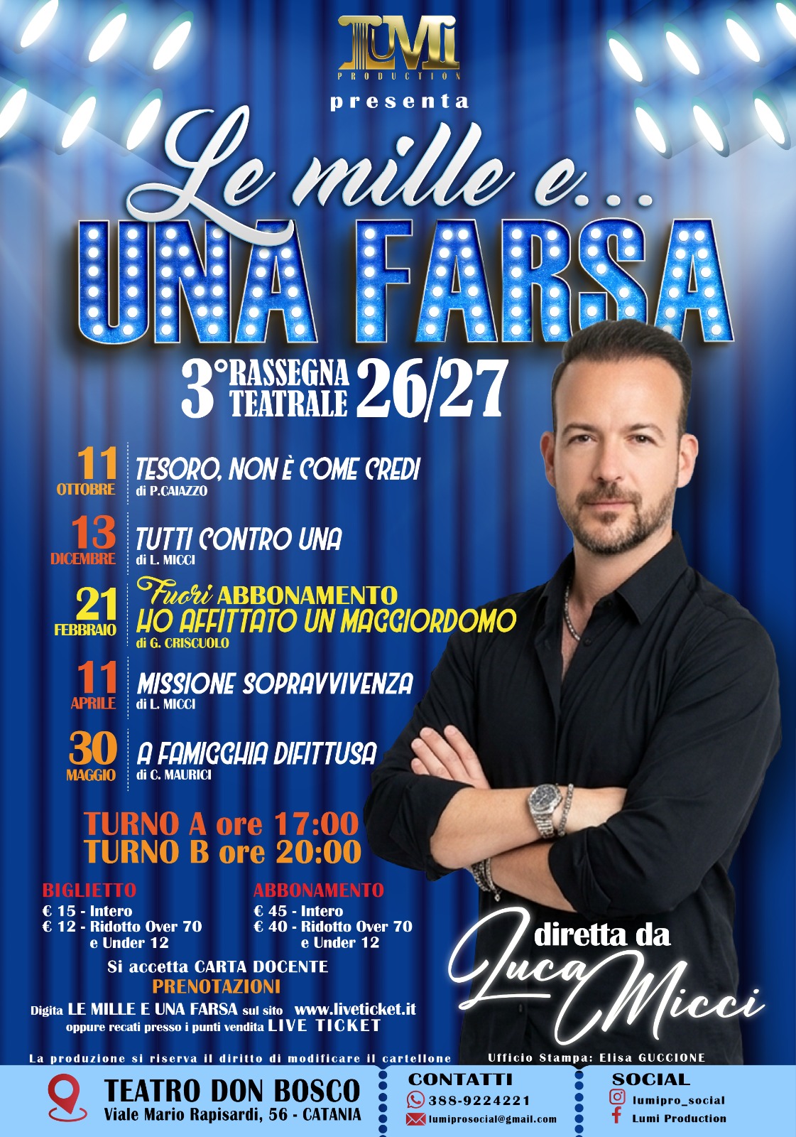 Catania, al via “Mille e una farsa”: la terza stagione della LuMi Production