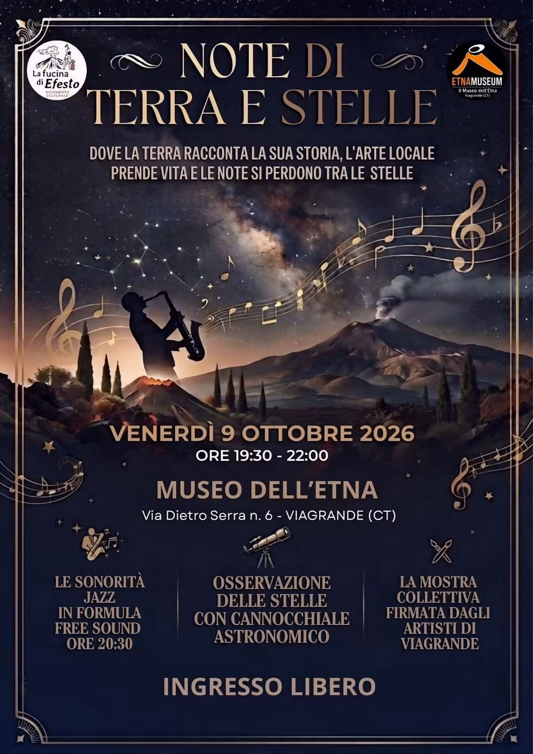 Note di Terra e Stelle: tra jazz, arte e cielo al Museo dell’Etna